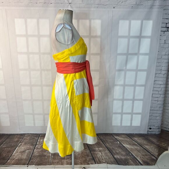 Maeve Anthropologie Sunshine yellow and white Striped Dress size 6P - Picture 8 of 16